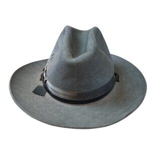Stratton Sheriff Style FELT Hat Brim Oval Gray Sz 7 1/4 Self Forming USA